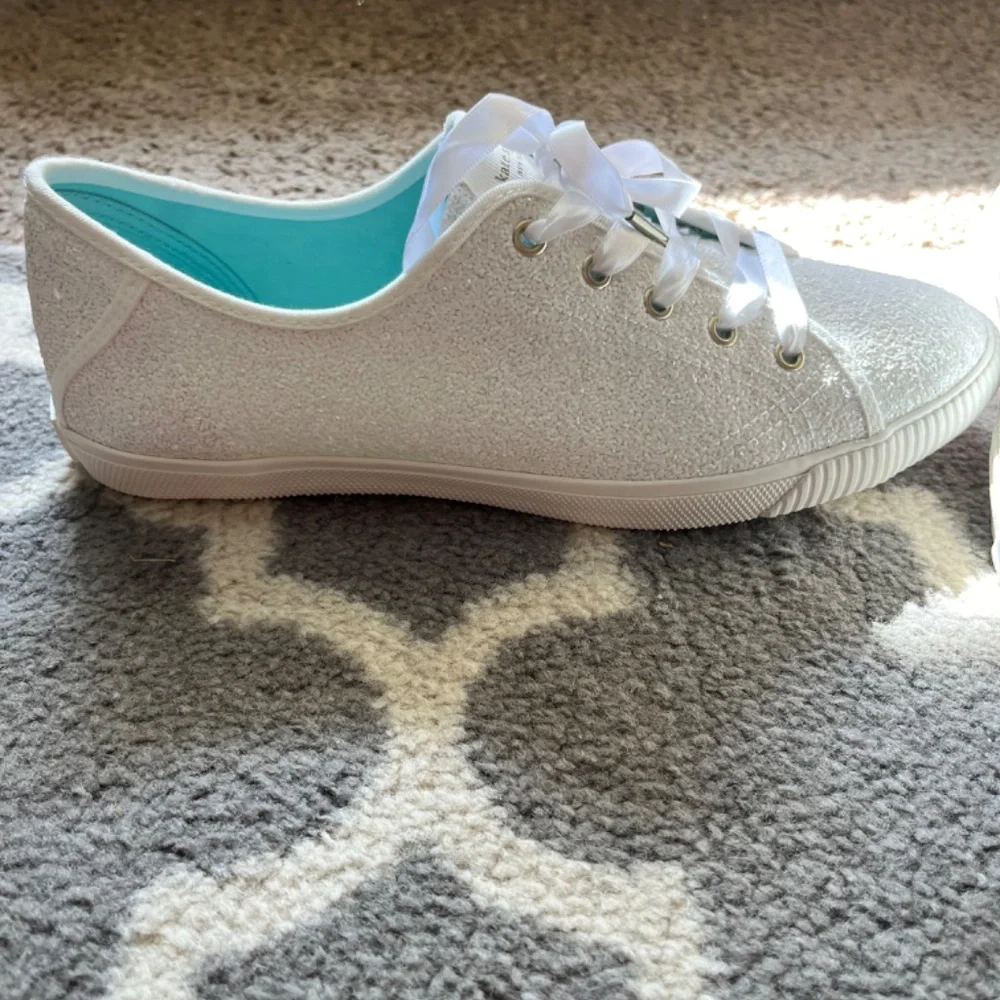 Never Worn! Kate Spade White Sequin Sneakers- 9.5